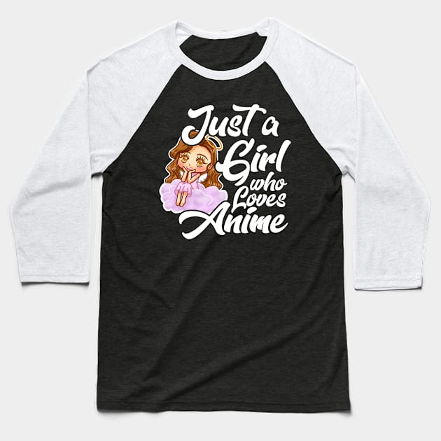 Just A Girl Who Loves Anime Baseball T-Shirt by LetsBeginDesigns